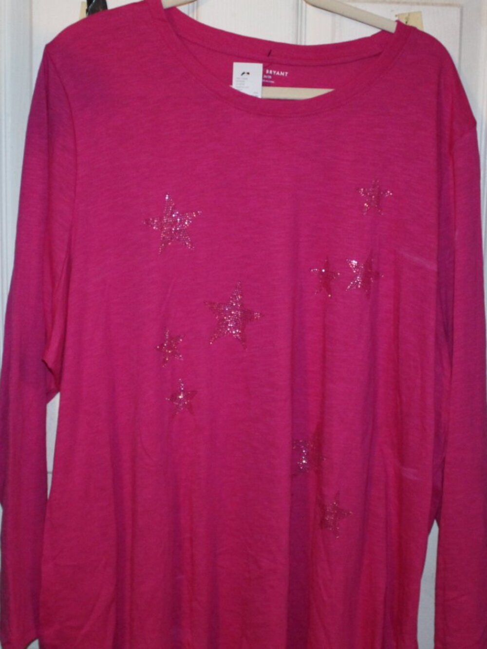 NWT Lane Bryant Bright Pink with bling starts top size 26/28 FUN!